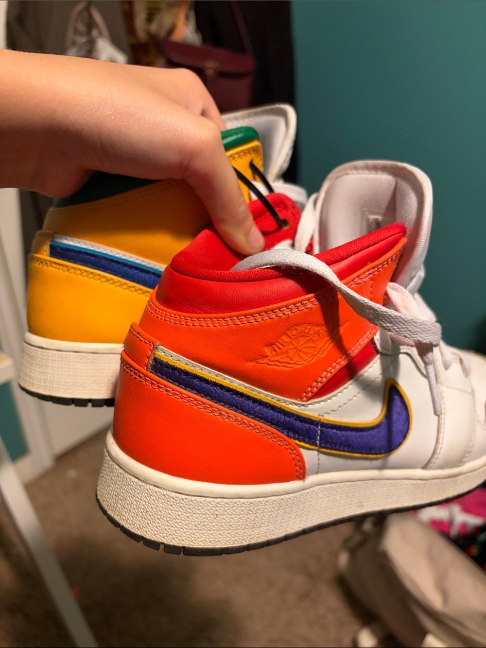 Nike Air Jordan 1 Mid White Orange Red Yellow Blue